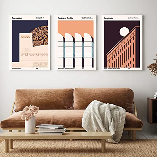 Moderne Kunst Architektur Poster Und Drucke Vintage Berlin Bauhaus Archiv Secession 3 Stück Leinwand Gemälde Wandkunst Bilder Wohnkultur 16X24 Kein Rahmen