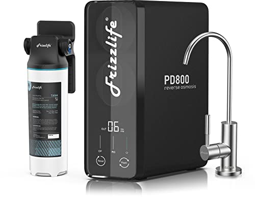 Frizzlife RO Sistema di filtrazione dell'acqua a osmosi inversa - Filtro RO sotto lavello a flusso rapido da 800 GPD, senza serbatoio, riduce i TDS, compatto