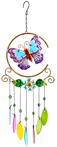 Doyomtoy La farfalla Wind Chime 7 Colors Glass Pendant,La farfalla Garten Außen,ußen/Innendekor Hofdekorationen Memorial Windspiele für Mütter Garten Terrasse Hinterhof Home Decor(La farfalla)