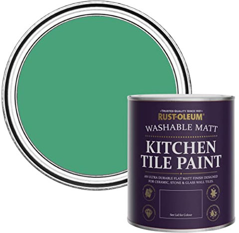 Rust-Oleum Green water resistant Kitchen Tile Paint in Matt Finish - Emerald 750ml