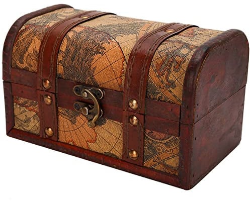 Dioche Schatzkiste Brust Aufbewahrung Schmuckstück Vintage Holz Schachtel Schmuck Aufbewahrung Koffer Hand Gefertigte Dekorative Accessoires Schatztruhe (Karte s)