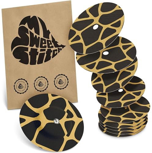 MySweetStitch - 10 x Parche FreeStyle Libre 1 & 2 Redondo con agujero de ventilación, Overpatch Ø 65 mm, protector sensor, parches sensor, impermeable, transpirable, Savannah