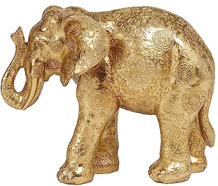 Guichifun Elefantenstatuen, Heimdekoration, Sammelfiguren, Goldharz, Boho-Elefantendekoration, handgefertigt, bringt Glück Gesundheit für Wohnzimmer, Regal, Büro, Geschenke für Frauen, 18 x 8 x 14 cm