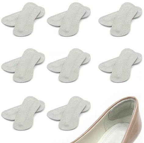 TSHAOUN 8 Paar rutschfeste Schuhpads rutschfeste Aufkleber Fersenschutz Fersenpolster Fersenhalter aus Leder,fersenpolster leder, selbstklebend, gegen Reiben und Blasen,fersenhalter (grau)