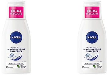 NIVEA Wasserfester Augen Make-Up Entferner (125 ml), sanfter Make-Up Entferner mit Kamillen-Extrakt und Provitamin B5, entfernt selbst wasserfeste Mascara und Make-Up (Packung mit 2)