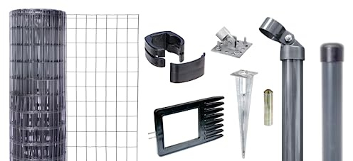 Alberts 669430 Fix-Clip Pro als Zaun-Komplettset, mit Einschlagbodenhülse | verschiedene Längen und Höhen - wahlweise in verschiedenen Farben | anthrazit | Höhe 153 cm | Länge 100 m