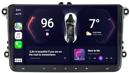 JUNHUA Doppel-DIN-Autoradio Android 12 2+32GB kompatibel mit Wireless Carplay/Android Auto für 9 mit Bluetooth Radio USB 1280x720, für VW Golf 5 6 V VI Passat Caddy EOS T5 CC Polo