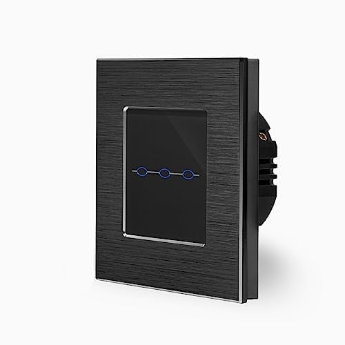 LUX Smart WIFI Touch Dimmer Lichtschalter Ein/Aus 1-Fach im Aluminium Rahmen in Schwarz 1-Weg Smart Home Glas Berührungs Wandschalter für Alexa Google Home IFTT Tuya App gesteuert Luxus-Time