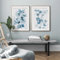 Herfair 2er Premium Poster Set, Blau Blumen Aesthetic Bilder Wandbilder, Blumen Bild Kunstposter, Leinwandbilder, Wohnzimmer Schlafzimmer Deko, Ohne Rahmen (50x70cm)