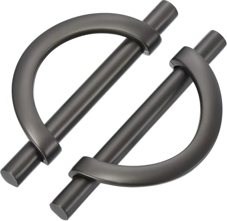 sourcing map 6 Pack Half Moon Cabinet Pulls, Grey Kitchen Cabinet Handles, 3.75 Inch(96MM) Hole Centers for Cabinets Cupboard Handles Drawer Pulls