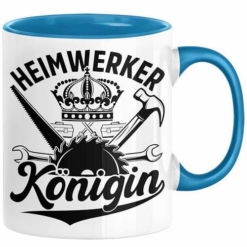 Heimwerker Geschenk Tassen Partner-Tassen Kaffee-Becher Heimwerker Königin Frauen (Blau)