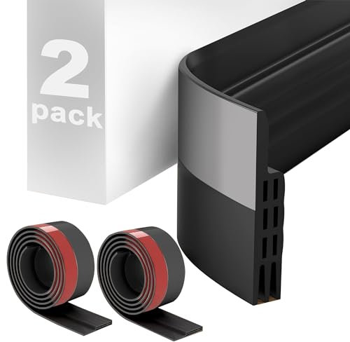 2 Rollos Burlete Puerta Entrada, 5 cm x 100 cm, Burlete Bajo Puerta Burlete Autoadhesivo de Goma de Silicona, Insonorización, Protección Contra el Frío y Sellado(Negro)