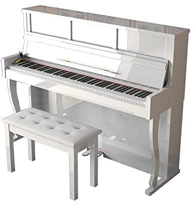 Digital Piano 88 Keys Full Size Weighted Graded Hammer Action Keyboard Piano With Bench, Furniture Stand, USB/MIDI Home Electric Piano For Professional & Examination (Color : White)