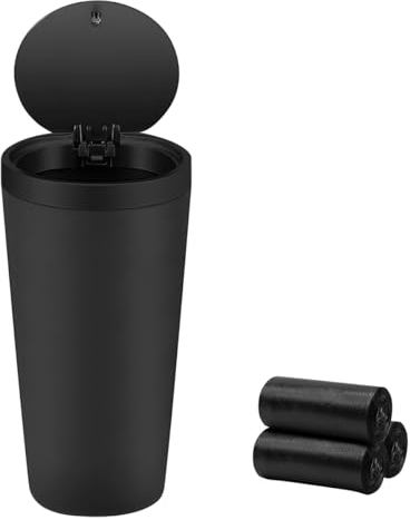 Adunsiaoto Mini Auto Mülleimer Getränkehalter, Universell Klein Automülleimer Mit Deckel, Tragbare Auto Mülleimer, Der Konsole Oder Autos Türmülleimer(Schwarz)