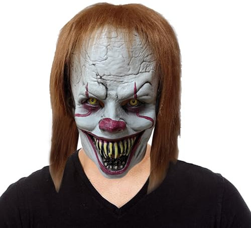 WoskjXas Maschera da Clown, Halloween Carnevale Clown Pennywise Maschera, Maschera Pennywise IT per adulti Scary Halloween Maschera