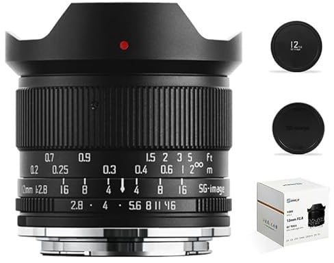 SGimage 12mm F2.8 Lens, Ultra-Wide Angle Lens for E-Mount Cameras, Large Aperture, Metal Housing, Starburst Effect, Lightweight 334g