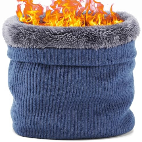 BARFULKER Winter Halsschlauch Herren Damen Warm Gefüttert Schal - Schlauchschal Halswärmer Gesichtsschal Fleece Loop Schal Winddichte Gesichtsmaske,Blau