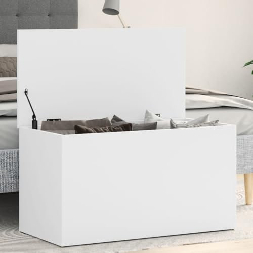 Myheimly Aufbewahrungstruhe Spielzeugtruhe Spielzeugkiste Couchtisch Beistelltisch Truhe Aufbewahrungsbox Weiß 84x42x46 cm Holzwerkstoff