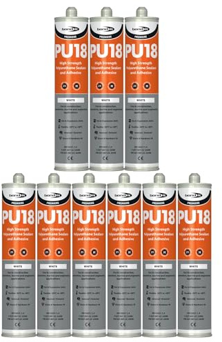Bond It PU18 High Strength Polyurethane Adhesive and Sealant – 9x White, 310ml | Sealant Adhesive – Oil & Chemical Resistant | Flexible Sealant for Engineering – Construction – Automotive & Marine