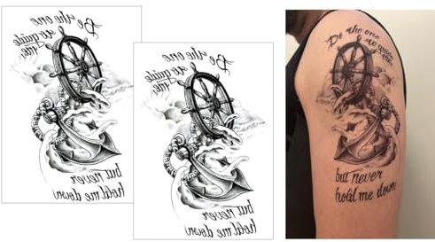 Tatuaggi temporanei per marinai, 2 fogli, con ancora, Th482 x 2