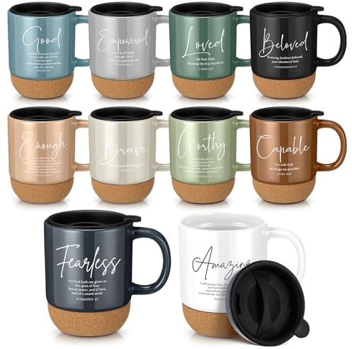 Didaey 10 Pcs Christian Coffee Mugs Gifts Bible Verse Mug Bulk, 15 oz