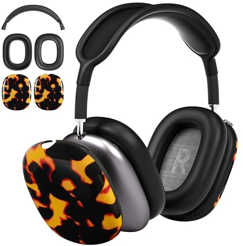 AHBTEYM Schutzhülle für AirPods Max-Kopfhörer, TPU-Ohrmuscheln, Ohrpolster, Kopfband, Silikonhülle, kompatibel mit Apple-Airpod-Max-Zubehör, Schutz (Black Tort)