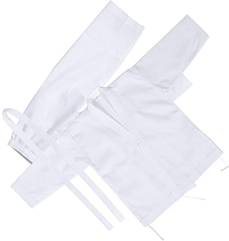 TOVINANNA 1 Set Karate Uniform Men Taekwondo Karate Clothes Adults Unisex Suits Training Black Martial Arts Uniform Elastic Drawstring Practice Waist Belt Cotton Blend White