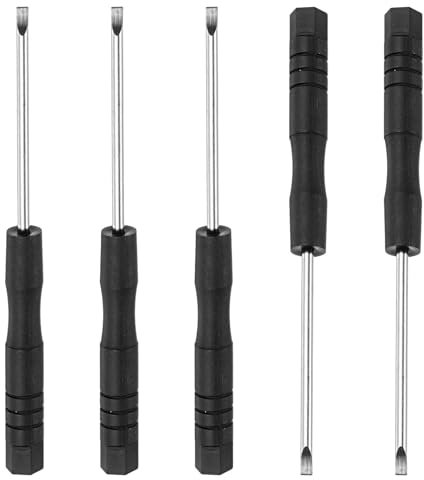 TOP-VIGOR 5pcs Mini Slotted Screwdriver 2mm Flat Head 82mm Length, Small Precision Screwdrivers with Non-Slip Handle for Electronics, Glasses, Watch, Computer and Small Appliance Repair