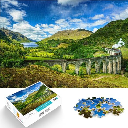 Mustermontage Schottland UK Reise Natur Puzzle 1000 Teile für Erwachsene 26x38cm Geeignet für die Schreibtischdekoration ab 14 Jahren