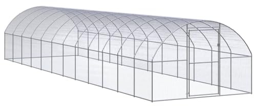 Hommdiy Outdoor Hühnerstall Hühnervoliere Winterfest Freilaufgehege Hühner Hühnerauslauf 3x12x2 m Verzinkter Stahl