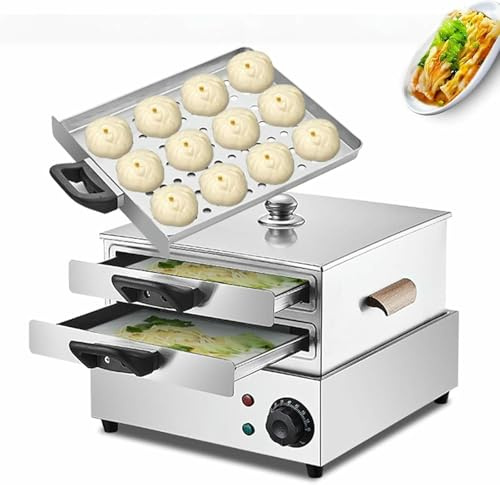Rice Rolls Machine, Hot Dog Steamer & Bun Warmer with Extra Stainless Steel Tray for Steamed Vermicelli Rolls