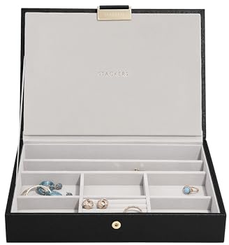 Stackers Black Raffia Classic Jewellery Box Lid