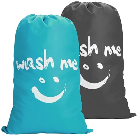 Jomdjmskes 2 Pezzi Sacco Biancheria Sporca, 100L Laundry Bag, Sacco Portabiancheria Sporca per Il Bucato Pieghevole Borse Portaoggetti, Borsa Organizer con Coulisse per Dormitorio, Lavanderia, Scuola