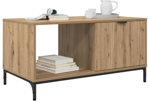 vidaXL Coffee Table Artisan Oak 90 x 49 x 46 cm Engineered Wood, Stylish Rectangular Coffee Table, Durable Modern Living Room Furniture, Functional Centerpiece, Compact Design with Storage