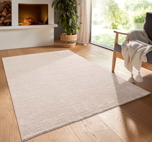 Taracarpet Kurzflor Boho Vintage Teppich waschbar, pflegeleicht geeignet für Wohnzimmer, Schlafzimmer und Kinderzimmer Kinderteppich auch als Badematte Badzimmerteppich Beige Vintage 120 cm rund