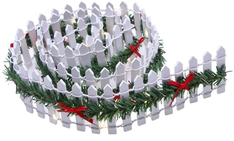 Clôtures miniatures en bois – Mini barrière de jardin féérique en bois de 89,9 cm, clôtures de jardin lumineuses à DEL, accessoire de village d'arbre de Noël, mini décoration de maison | et