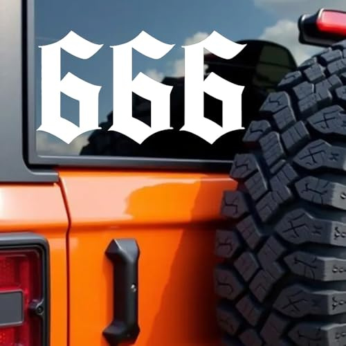 2 Stück 15 x 8 cm, Autoaufkleber mit der Nummer 666, selbstklebend für LKW, Motorräder, Laptops – für den Innen- und Außenbereich | #DZ211 (Weiß)