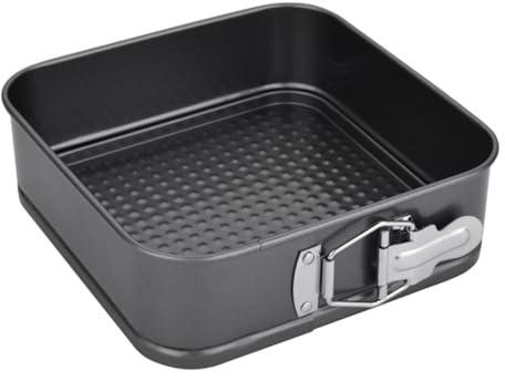 LUPATDY Tortiera Apribile 24 cm Quadrata – Stampo per Torte a Cerniera con Rivestimento Antiaderente, Teglia in Acciaio al Carbonio per Cheesecake e Dolci da Forno
