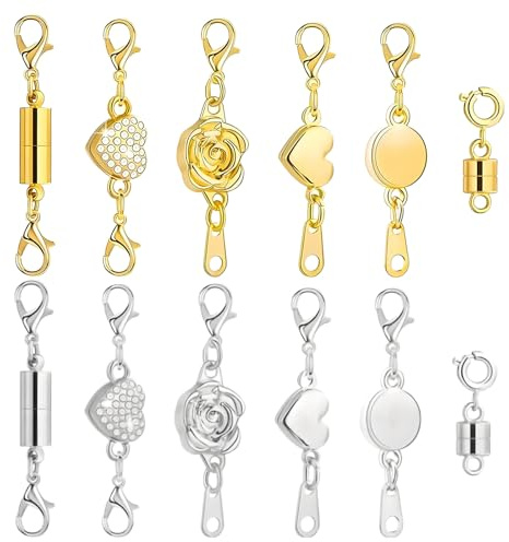 12 Cierres MagnéTicos Para JoyeríA, Cierre MagnéTico De Langosta Para Bricolaje, Pulsera, FabricacióN De Joyas, Collares, Extensiones De Cadena, Accesorios De JoyeríA (Plata Y Oro)