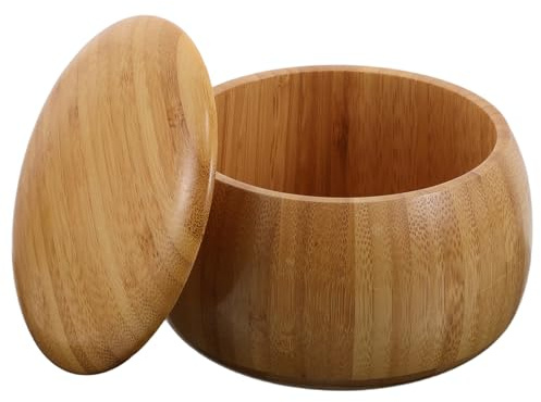 Mikikit Large Capacity Wooden Chess Pieces Container with Lid for Organizing Go Chess Pieces, Elegant Bowl Shape Dust Protection Box Suitable for Travel and Casual Play
