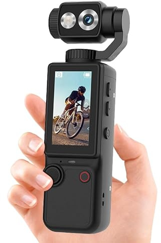 Q8 Tragbare Vlog-Kamera mit 180° schwenkbarem Objektiv, 1080p Digitalkamera für Fotografie & Video, 2,0 IPS-Bildschirm, Autofokus, 2000mAh Akku, inkl. Karte, Stativ & Umhängeband (Schwarz)