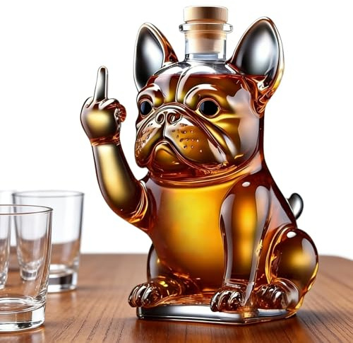 300ml Dog Whiskey Decanter, Glass Liquor Bottle Art Statue, Decorative Whiskey Holder for Home Bar & Dining Room
