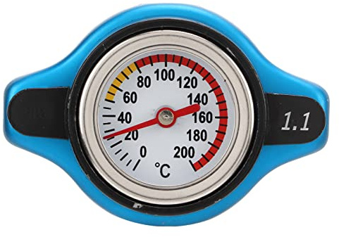 Coperchio Radiatore in Alluminio con Manometro Temperatura, Universale per Auto e Moto - Regolazione Pressione, Tenuta Anti - Perdita (Testa piccola 1.1)