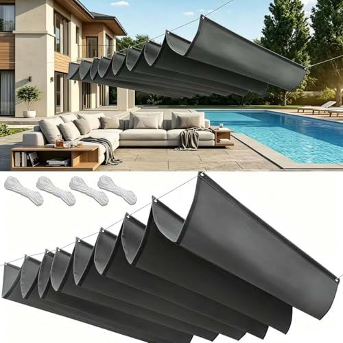 Verstellbare Pergola Markise 120x160cm Wasserdicht, 98% Uv-Schutz Markise Reißfest Verstellbares Sonnensegel mit Zugseil & Ösen für Terrasse, Pergola, Garten, Dunkelgrau