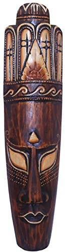 Woru Maske Jano bemalt, wahlweise in 20 cm, 50 cm oder 100 cm, Holz-Maske aus Bali, Wandmaske, Afrikanische Dekoration (ca. 50 cm)