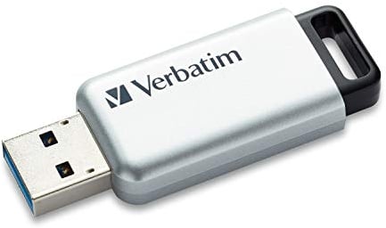 Verbatim Store 'n' Go Secure Pro USB-Stick, USB-3.2 Gen 1, 32GB, Speicherstick mit Kennwortschutz, USB-3-Stick mit Verschlüsselung, externer Speicher für Laptop Notebook & Co, silber