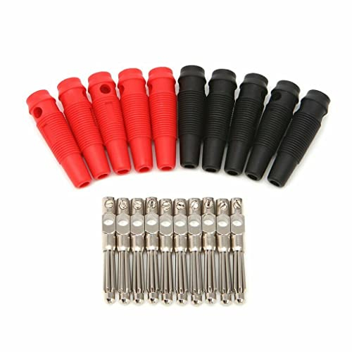Sundeer LMK1 10x ErenLine Bananenstecker; 5x rot, 5x schwarz; gefedert; Laborstecker; Büschelstecker; schraubbar; lötfrei