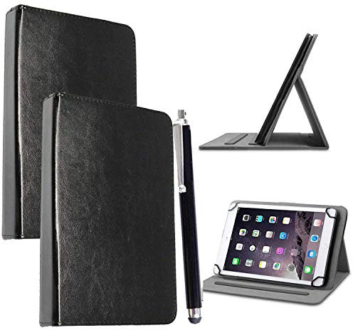 10inch Tablet Case Cover - Universal Leather Stand Case Folio Cover Magic Leather 360° Rotating Case Fits for ALL 10 Inch & 10.1 Inch Tablets + Stylus Pen (BLACK)