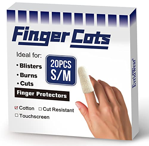 Evridwear 20PCS Cotton Finger Cots for Eczema, Cracked Skin, Calluses