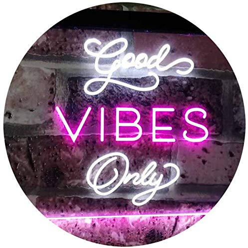 ADVPRO Good Vibes Only Home Bar Disco Room Display Dual Color LED Barlicht Neonlicht Lichtwerbung Neon Sign Weiß & Violett 300 x 210mm st6s32-i3076-wp